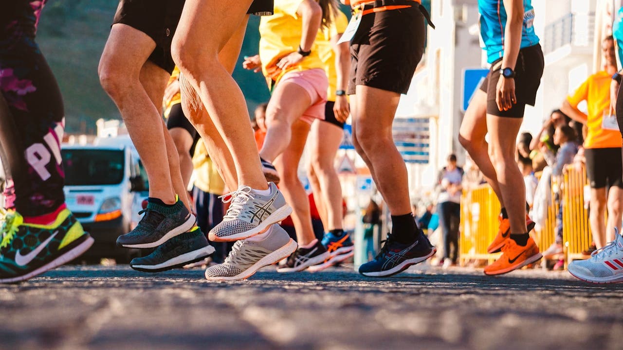 People wearing running shoes